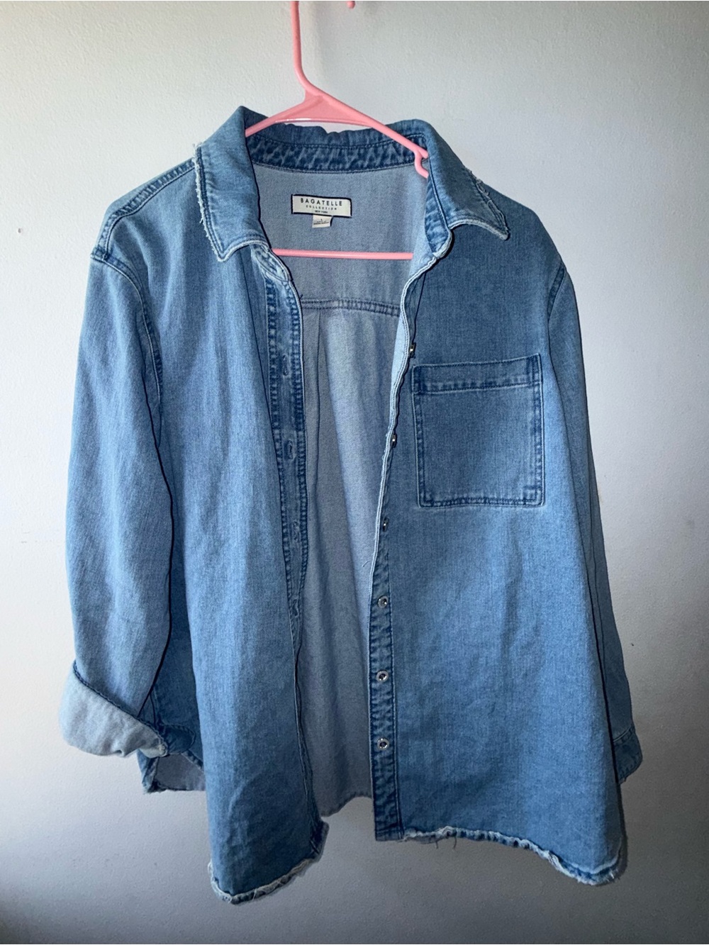 bagatelle Washed Denim Overshirt in Light Blue